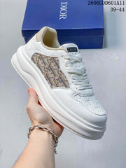 Dior White Logo-Pattern Panel Platform Sneakers