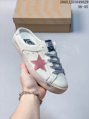 Golden Goose Super-Star White Slide Sneakers Pink Star