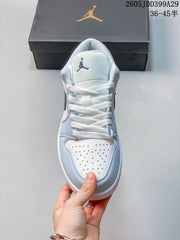 Nike Air Jordan 1 Low White and Light Blue Sneakers IB7109-005