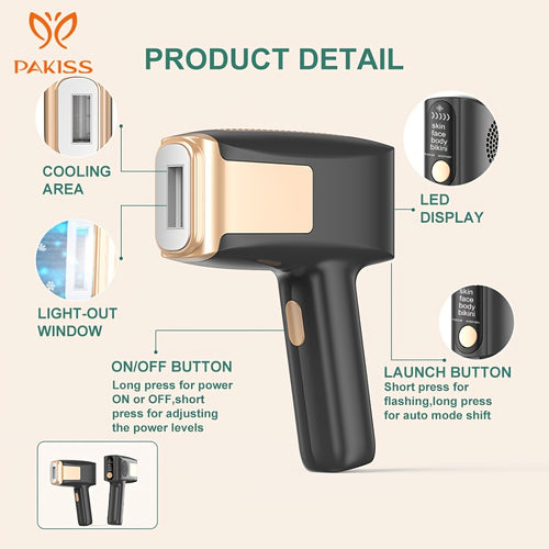 Christmas GiftIce-Cooling Painless IPL Hair Removal Device - Gun-Shaped Design, 48°F\u002F9°C Salon Cooling Tech, 99, 990 Flashes, 5 Levels & 2 Modes (Manual\u002FAuto), At-Home Hair Remover