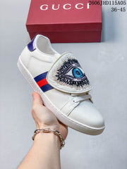 Gucci G34087 White Embroidered Low-Top Sneakers