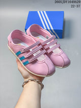 Adidas Three-Stripe Kids Sneakers in Pink with Hook-and-Loop Straps