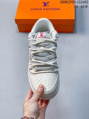 Louis Vuitton x Nike Dunk Low Sneakers White Graffiti Style