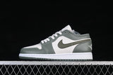 Air Jordan 1 Low Sneakers in White and Olive Green
