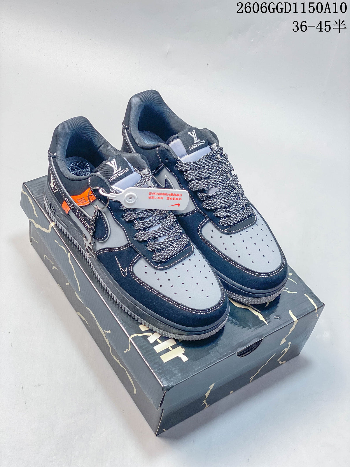 Nike Air Force 1 ’07 Low Navy and Gray Sneakers