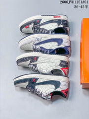 Jordan Air Jordan 1 Low Fragment-Style Sneakers, White and Blue