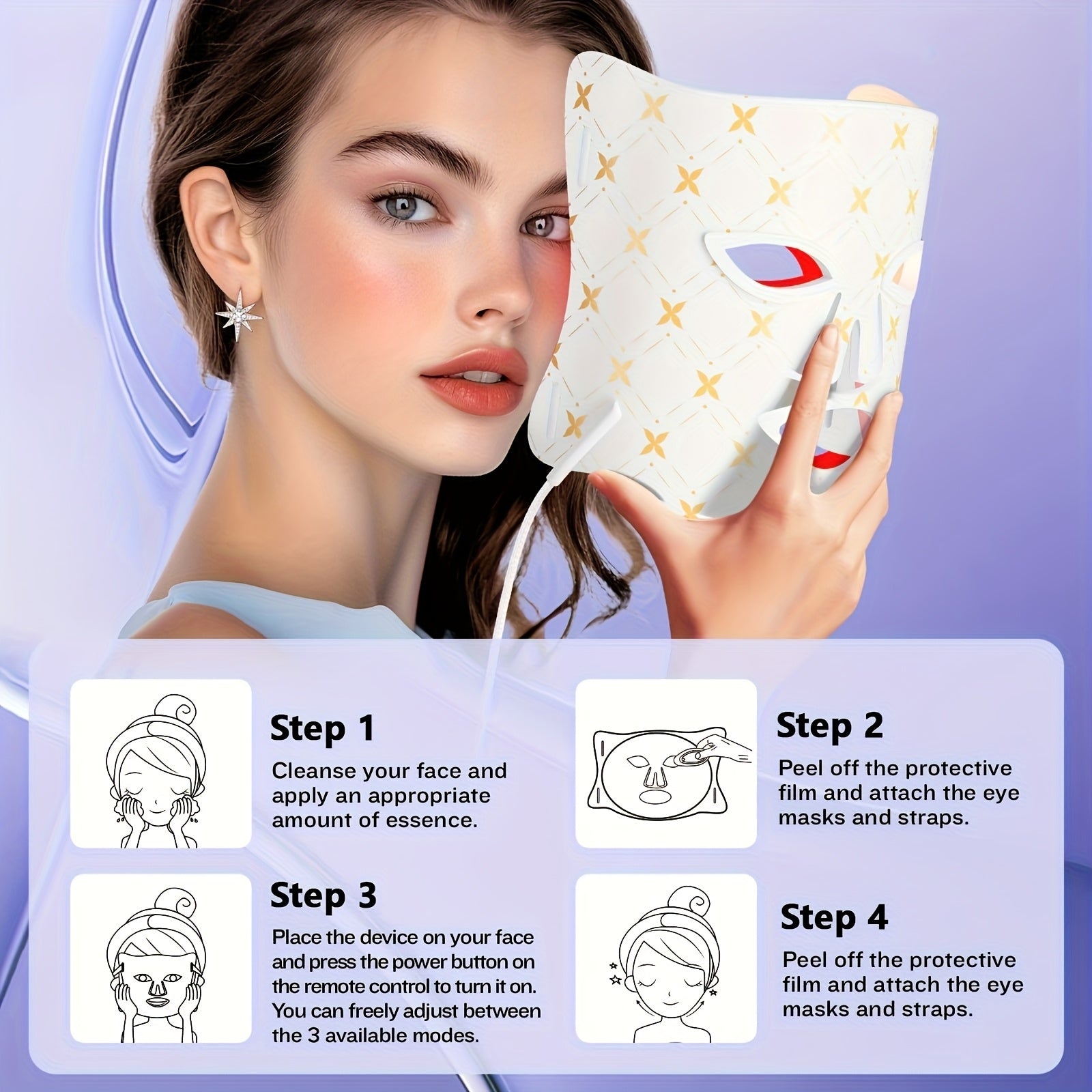 FDA Cleared LED Red Light Relax Mask, 630 Nm And 830 Nm Wavelength LED Home Light Relax Device, Electric Beauty Mask Device, Facial Skin Care Device