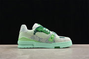 Louis Vuitton Low-Top Sneakers in Mint Green and Monogram Print