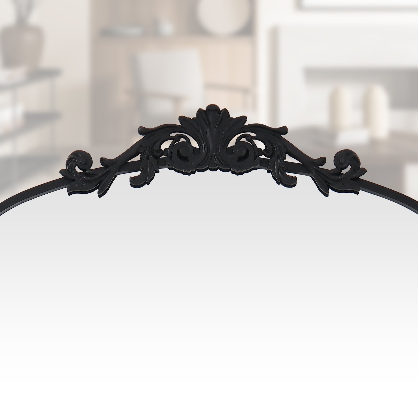 Vintage Arched Filigree Floor Mirror, Full Body Mirror with Ornate Carved Appliquem, Bathroom Mirror Wall Mountable for Bathroom, Living Room, Entrance Dressing Room, Bedroom, Hallway