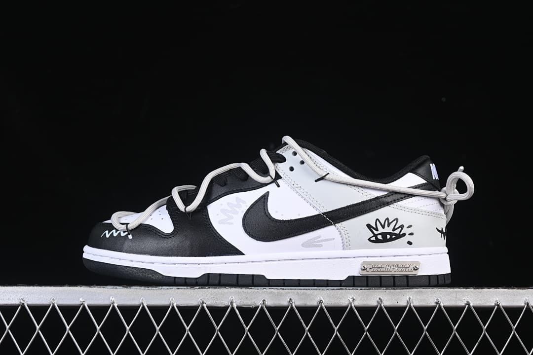 Nike SB Dunk Low Strap Sneakers Black and White DD1391-100
