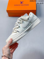 Louis Vuitton x Nike Dunk Low Sneakers White Graffiti Style