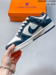 Nike Dunk Low Double Swoosh Low-Top Sneakers, Navy and White