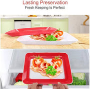 Reusable Eco Food Preservation Tray – Airtight Elastic Film Lid, Stackable, Fridge Safe