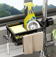 Kitchen Sink Faucet Sponge Holder – Space Aluminum, Rustproof, Fast-Drain, Hook Design