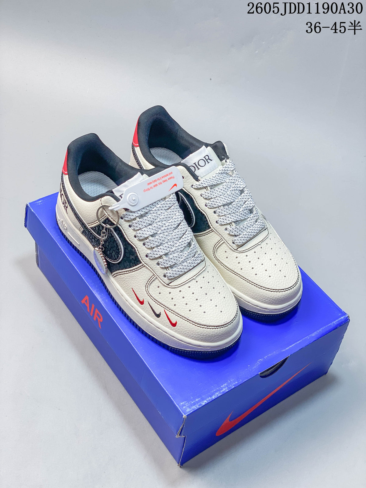 Nike Air Force 1 ’07 LV8 Low Sneakers, Ivory and Navy