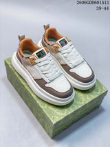 Gucci Screener GG Low-Top Sneakers in White and Taupe