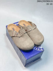 Birkenstock Boston Suede Clog Beige Metal Buckle 0160371