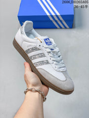 adidas Samba OG White and Silver Low-Top Sneakers