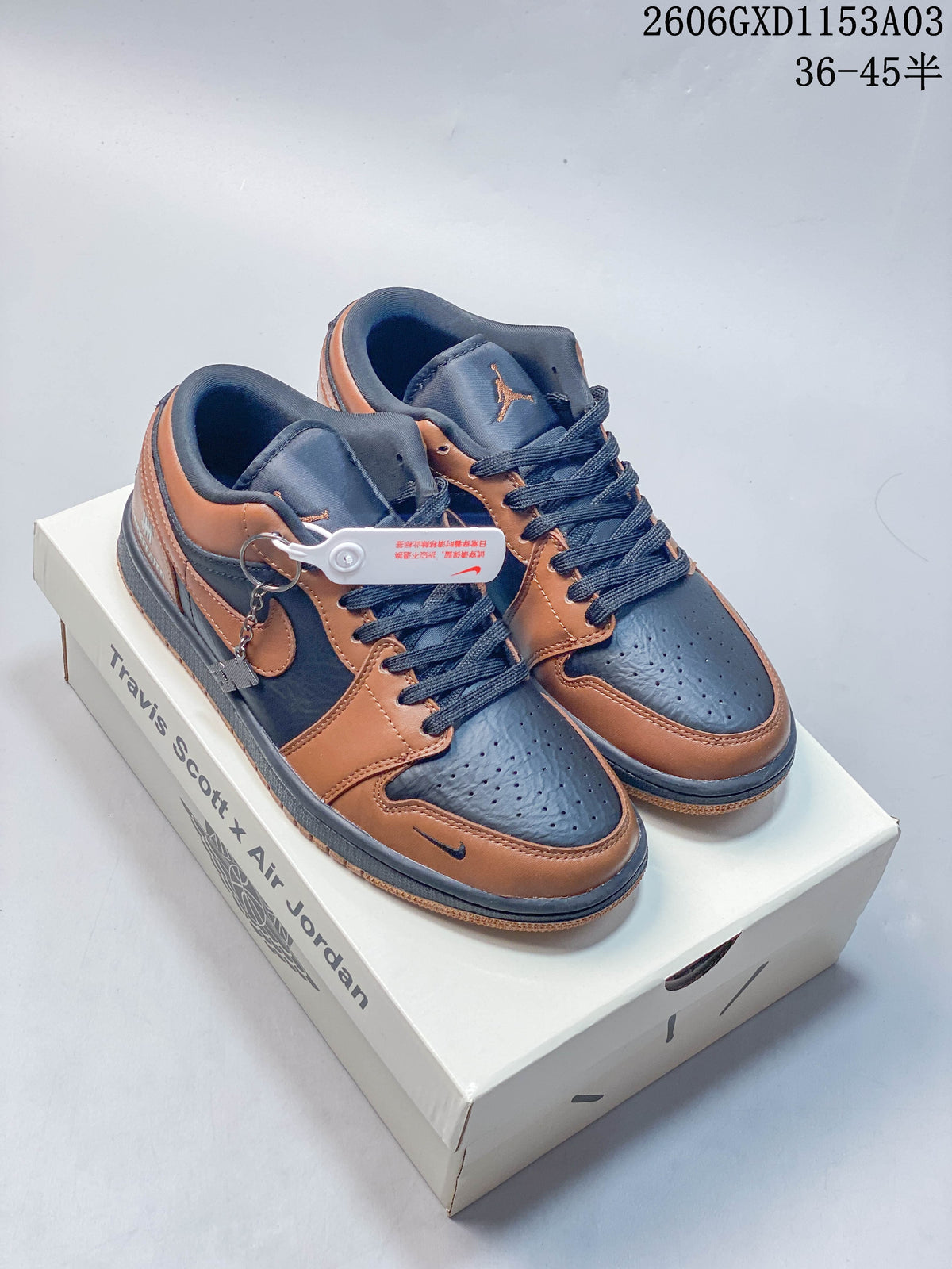 Jordan 1 Low Travis Scott Custom Sneakers Brown Navy LD8888-020