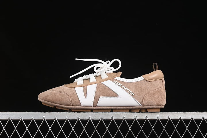 Louis Vuitton Sneakerina Suede Lace-Up Sneakers, Beige