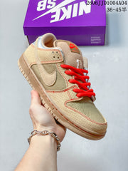 Nike SB Dunk Low Pro Skate Shoes in Tan and Red
