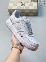 Nike Air Force 1 ’07 LV8 Low Sneakers, White and Grey NH0601-538