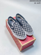 Vans Classic Slip-On Checkerboard Sneakers, Black and White