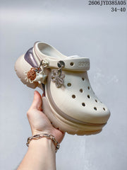Crocs Classic Platform Clogs with Decorative Charms, White
