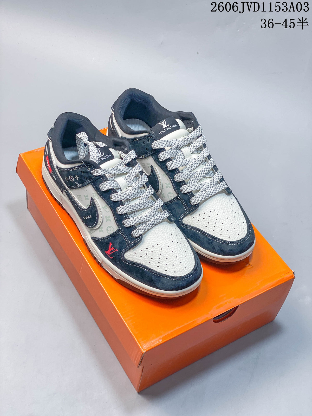 Nike Dunk Low Double Swoosh Sneakers – Navy and White