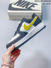 Nike Air Force 1 Low Baroque Swoosh Sneakers, Navy and Gold