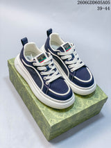 Gucci Screener GG Low-Top Sneakers, Navy and Beige