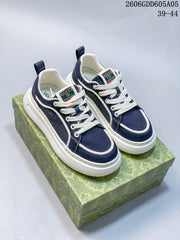 Gucci Screener GG Low-Top Sneakers, Navy and Beige