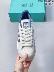 Adidas Originals Superstar White and Blue Sneakers