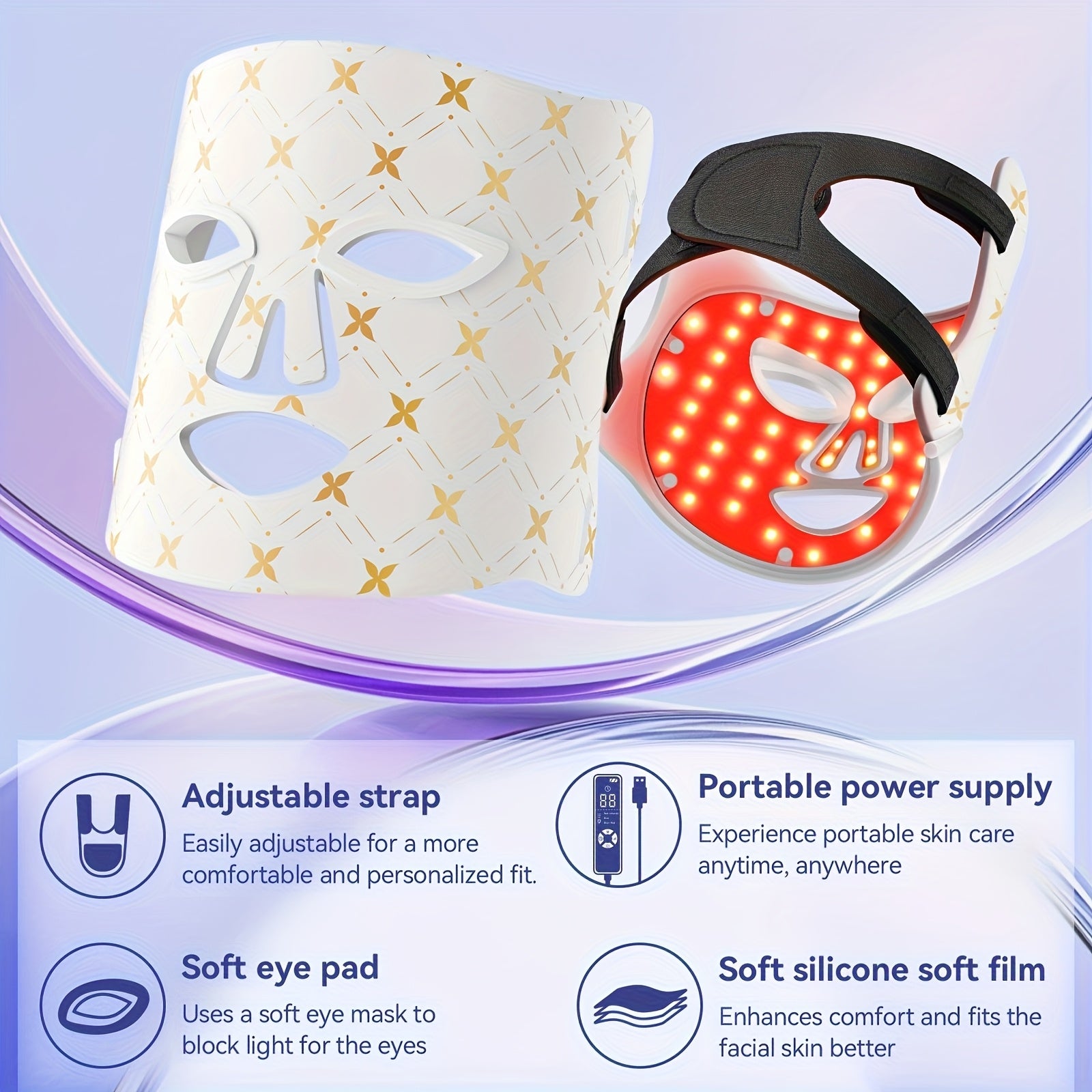 FDA Cleared LED Red Light Relax Mask, 630 Nm And 830 Nm Wavelength LED Home Light Relax Device, Electric Beauty Mask Device, Facial Skin Care Device