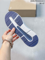 On White and Blue Low-Top Sneakers