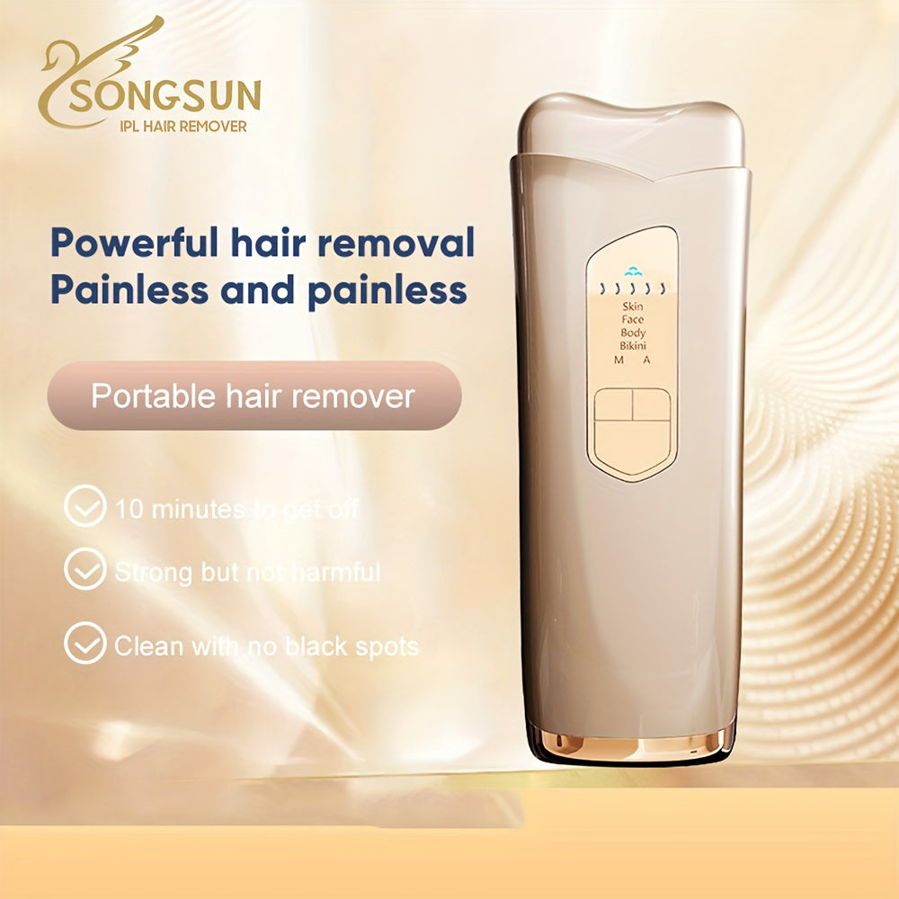 Christmas, Valentine's Day, New Year Gifts Popular Fastest IPL Hair Removal with Cooling System, Permanent Removal for Men And Women, Suitable for Whole Body Use Smooth Spring Light Beige Hair Removal Device for Special Gifts Golden for Home Use
