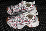 Balenciaga 3XL Lace Sneakers in White, Red and Brown