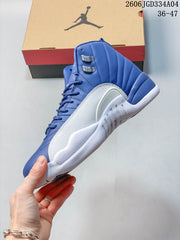Jordan Air Jordan 12 High-Top Basketball Shoes, Blue and White