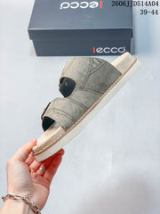 ECCO 06JJD514A04 Two-Buckle Slide Sandals in Taupe