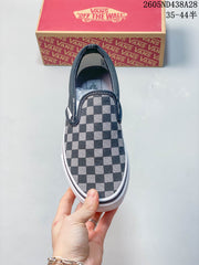 Vans Classic Slip-On Checkerboard Sneakers, Black and White