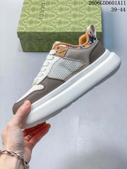 Gucci Screener GG Low-Top Sneakers in White and Taupe