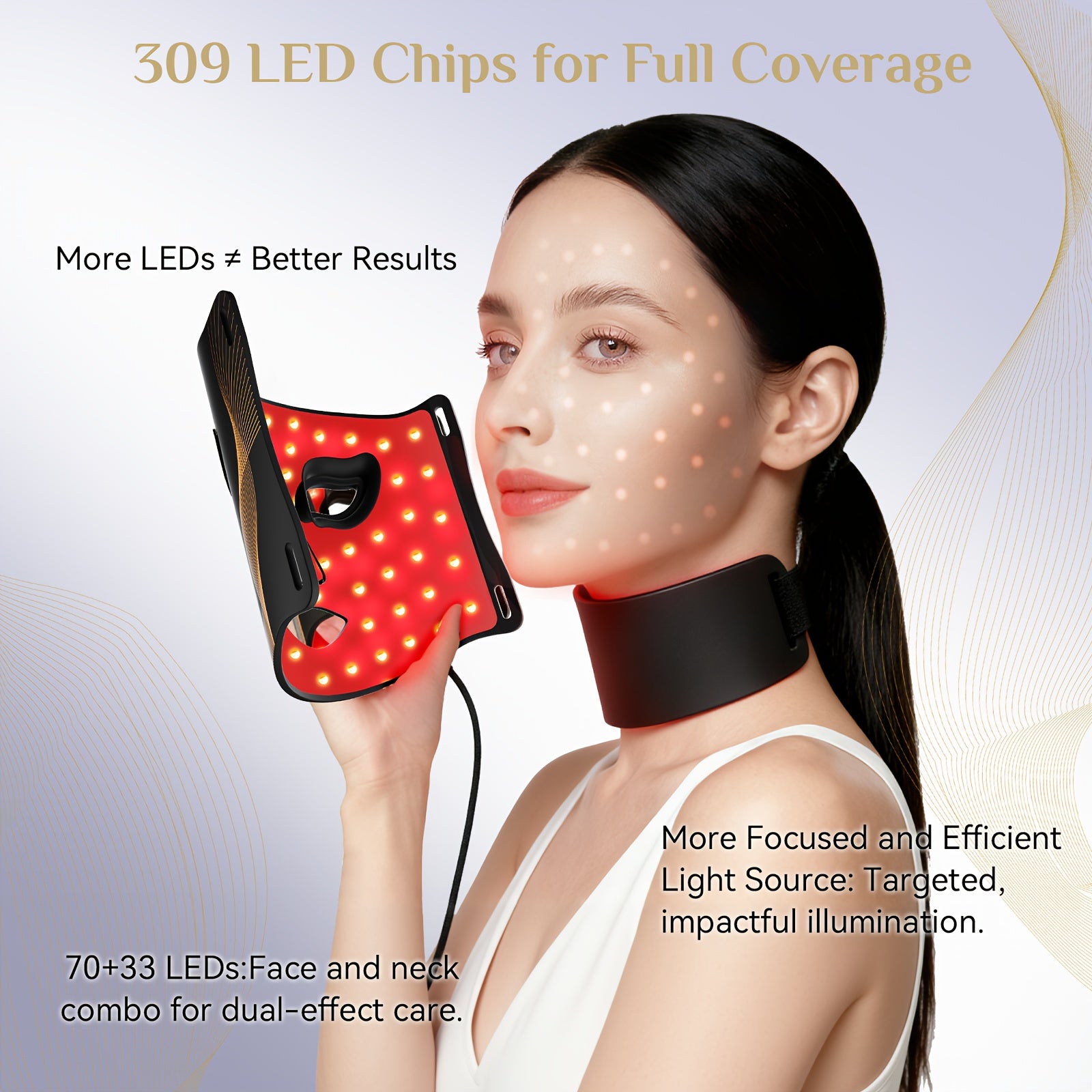 FDA Cleared 7-color LED Phototherapy Face Mask And Neck Care, LED Red Light, Reduce Oil, Home Use, Improves Pores, Repairs Dullness And Acne.