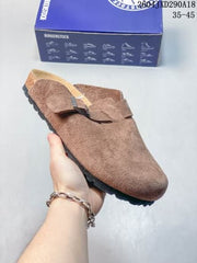 Birkenstock Boston Suede Clogs Brown Adjustable Buckle