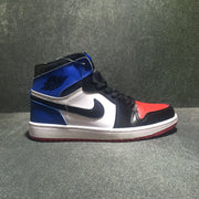 Jordan 1 High Three-Color Sneaker in Black, Blue and Red