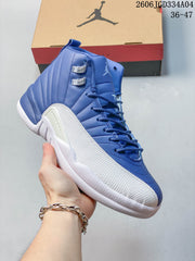 Jordan Air Jordan 12 High-Top Basketball Shoes, Blue and White