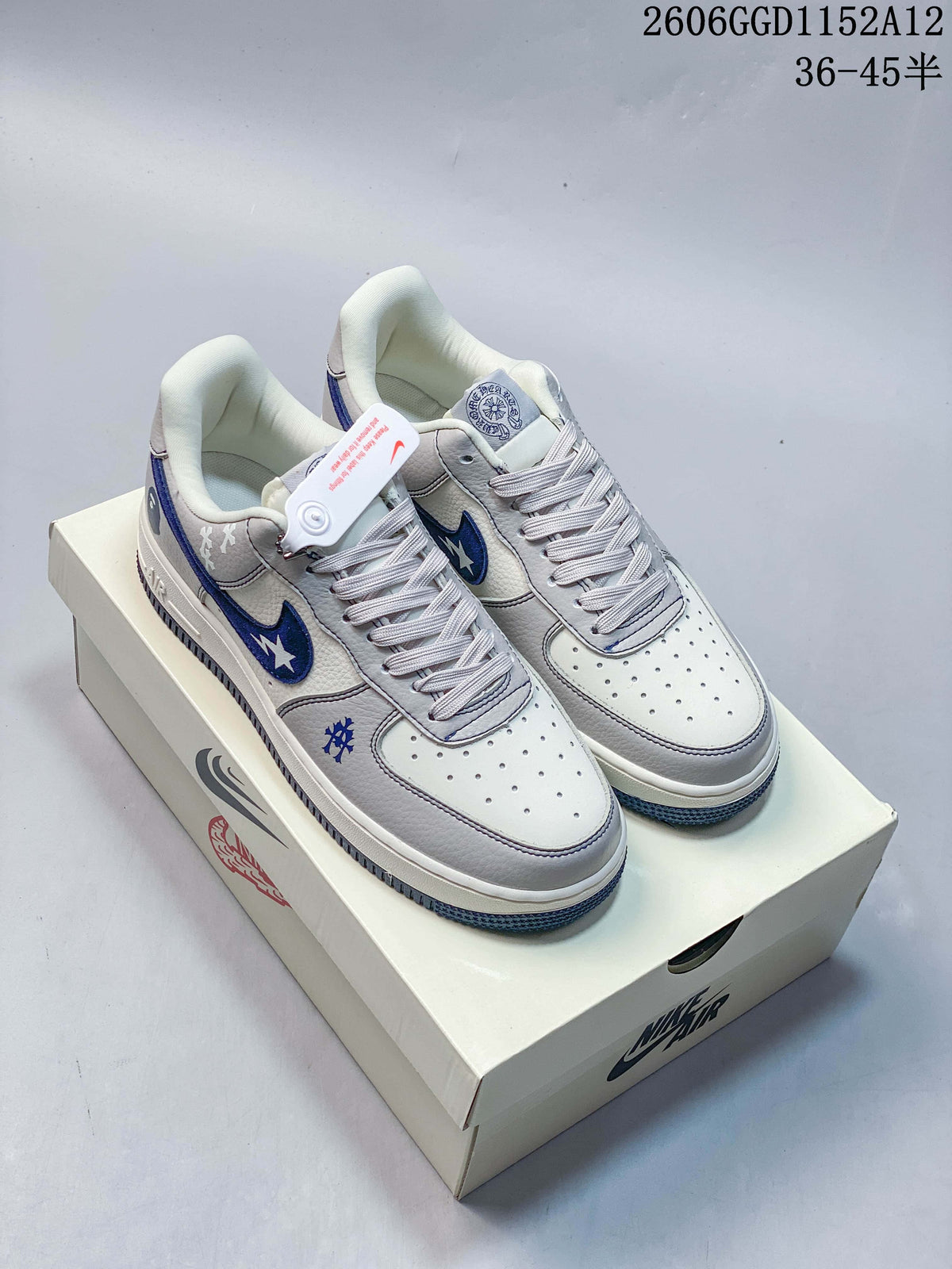 Nike Air Force 1 Low White and Navy Blue Sneakers