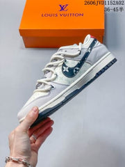 Louis Vuitton x Nike Dunk Low White Gray Sneakers