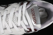 GCDESIGN G24X4338 Chunky Sneakers, White, Silver & Burgundy
