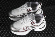 GCDESIGN G24X4338 Chunky Sneakers, White, Silver & Burgundy