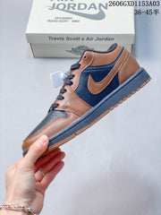 Jordan 1 Low Travis Scott Custom Sneakers Brown Navy LD8888-020